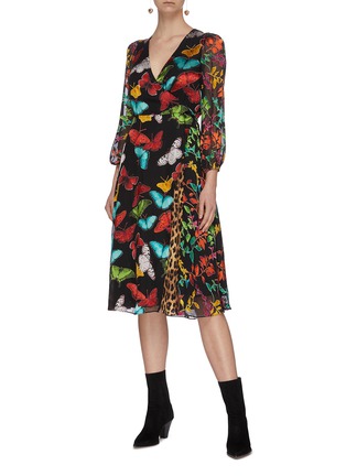 Figure View - Click To Enlarge - ALICE & OLIVIA - 'Jesse' butterfly leopard print belted wrap dress