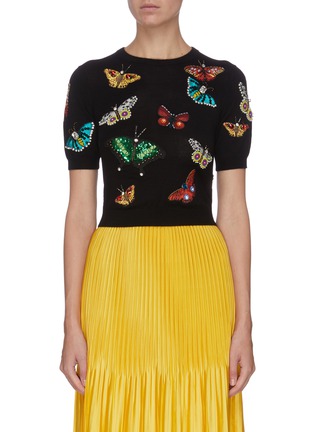 Main View - Click To Enlarge - ALICE & OLIVIA - 'Ciara' butterfly embroidered wool pullover