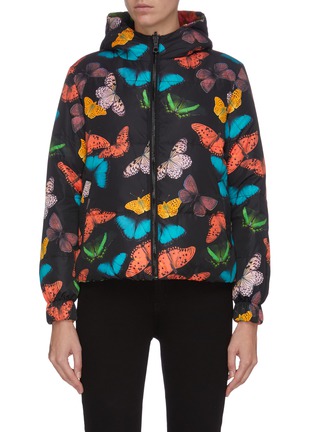 Main View - Click To Enlarge - ALICE & OLIVIA - 'Durham' butterfly print reversible hooded puffer jacket