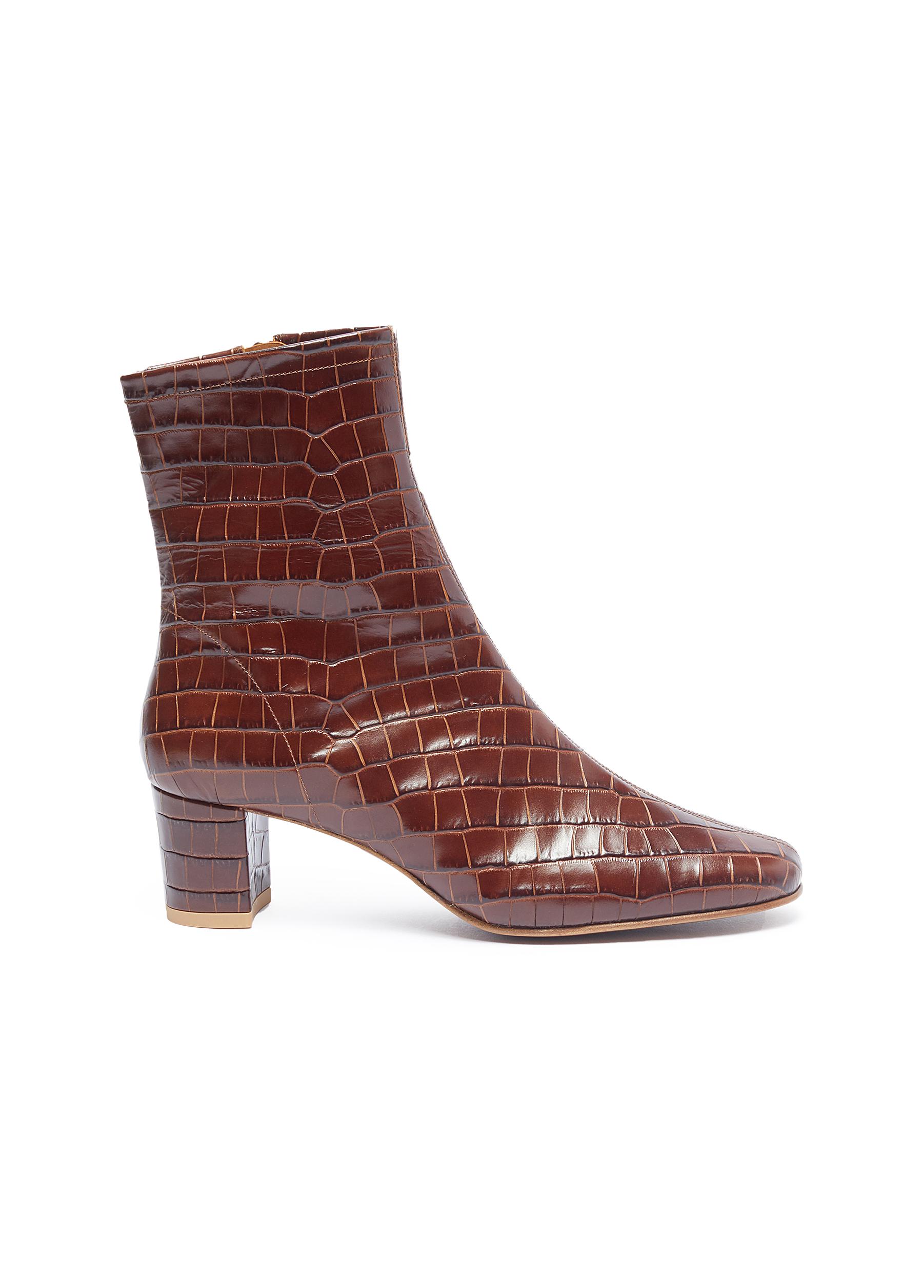 BY FAR Sofia croc embossed leather ankle boots Women Lane