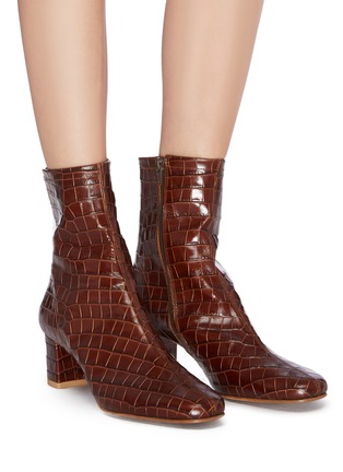 Figure View - Click To Enlarge - BY FAR - Sofia' croc embossed leather ankle boots