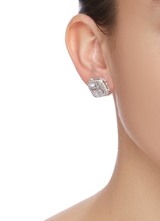 Figure View - Click To Enlarge - CZ BY KENNETH JAY LANE - 'Princess' pave trim Zirconia stud earrings