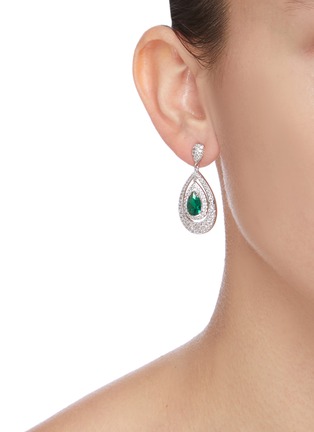 Figure View - Click To Enlarge - CZ BY KENNETH JAY LANE - Pear drop swing earrings