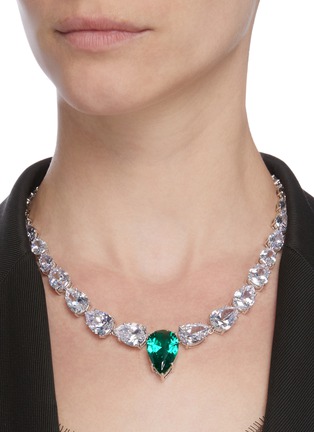 Figure View - Click To Enlarge - CZ BY KENNETH JAY LANE - Pear drop centre graduated necklace