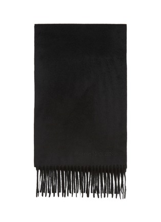 Detail View - Click To Enlarge - ALEXANDER MCQUEEN - Logo embroidered cashmere scarf