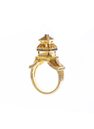 Main View - Click To Enlarge - GONG SHANG - Diamond sapphire 18k yellow gold Pagoda ring