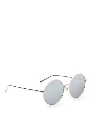 Figure View - Click To Enlarge - STEPHANE + CHRISTIAN - 'Cantabile' wrapped acetate rim metal round mirror sunglasses