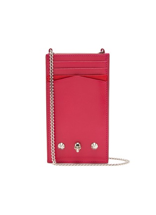 Main View - Click To Enlarge - ALEXANDER MCQUEEN - Skull embellished chain leather phone wallet