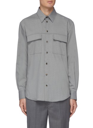 Main View - Click To Enlarge - JOSEPH - 'Norman' double pocket wool-blend placket shirt