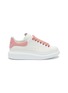 Main View - Click To Enlarge - ALEXANDER MCQUEEN - 'Larry' magnolia print fine glitter oversized sneakers