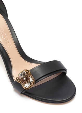 Detail View - Click To Enlarge - ALEXANDER MCQUEEN - Butterfly jewel embellished calf leather sandals