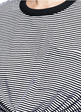 Detail View - Click To Enlarge - T BY ALEXANDER WANG - Stripe twist front cropped T-shirt