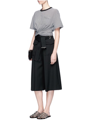 Figure View - Click To Enlarge - T BY ALEXANDER WANG - Stripe twist front cropped T-shirt