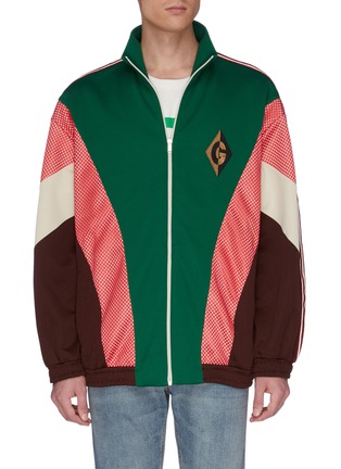 Main View - Click To Enlarge - GUCCI - Patchwork colourblock logo embroidered track jacket