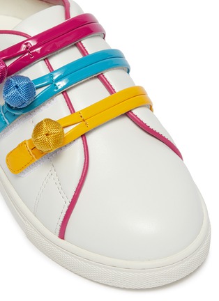 Detail View - Click To Enlarge - WINK - 'MIlkshake' colour trim hook and button leather kids sneakers