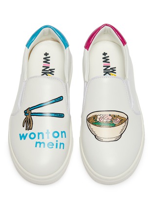 Figure View - Click To Enlarge - WINK - 'Wonton Mein' slogan graphic print kids slip-on sneakers