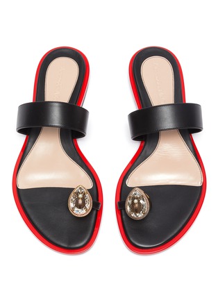 Detail View - Click To Enlarge - ALEXANDER MCQUEEN - Beetle jewel leather sandals