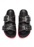 Figure View - Click To Enlarge - ALEXANDER MCQUEEN - Lacquered sole stud embellished buckle platform leather sandals