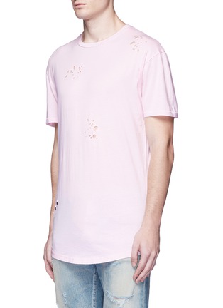 Front View - Click To Enlarge - TOPMAN - Ripped cotton jersey T-shirt