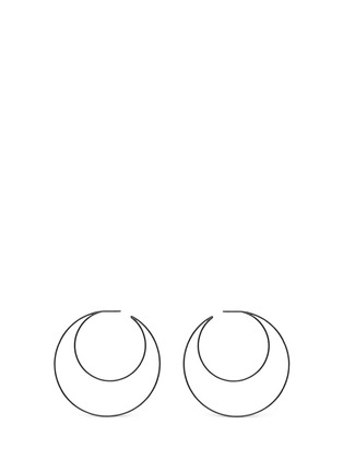 Main View - Click To Enlarge - LYNN BAN - 'Crescent Hoops' black rhodium earrings