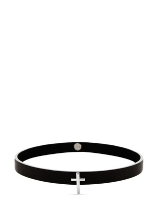 Main View - Click To Enlarge - LYNN BAN - 'Cross Stud' sterling silver leather choker
