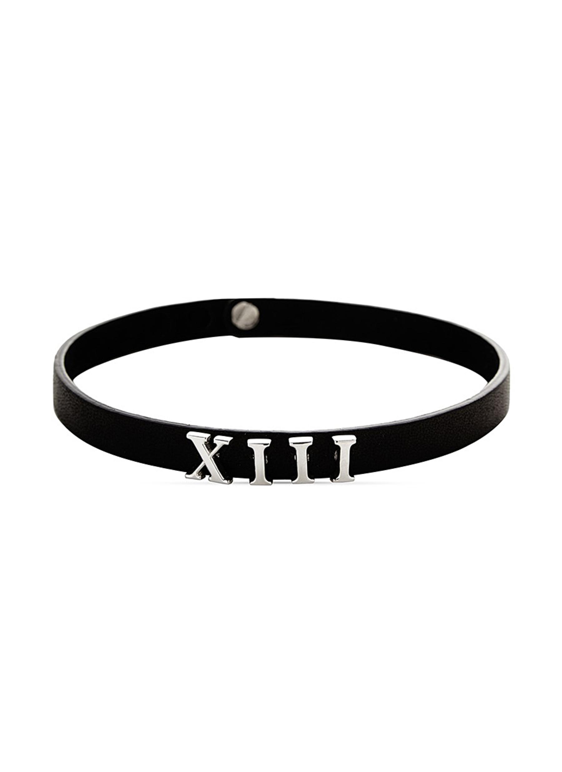 XIII' sterling silver stud leather choker