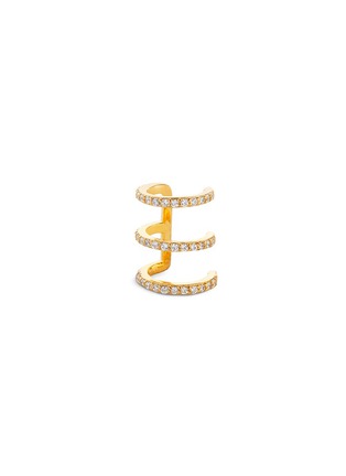 Main View - Click To Enlarge - LYNN BAN - '3Coil' diamond 14k gold single ear cuff