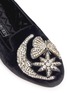 Detail View - Click To Enlarge - ALEXANDER MCQUEEN - 'Ofelia' Swarovski crystal butterfly and moon velvet loafers