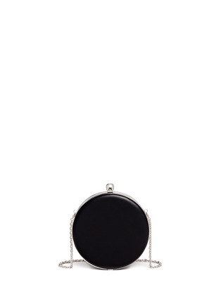 Detail View - Click To Enlarge - ALEXANDER MCQUEEN - Skull embellished pocket watch leather round clutch