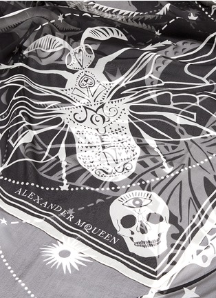 Detail View - Click To Enlarge - ALEXANDER MCQUEEN - Skull zodiac stripe silk chiffon scarf