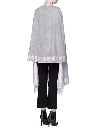 Back View - Click To Enlarge - ALEXANDER MCQUEEN - Skull jacquard cashmere cape