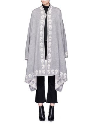 Main View - Click To Enlarge - ALEXANDER MCQUEEN - Skull jacquard cashmere cape