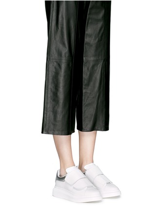 Figure View - Click To Enlarge - ALEXANDER MCQUEEN - Chunky outsole metallic collar leather sneakers