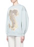 Front View - Click To Enlarge - ACNE STUDIOS - 'Karvel Lurex S' embroidered patch sweatshirt