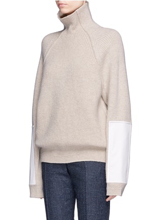 Front View - Click To Enlarge - VICTORIA BECKHAM - Military elbow patch turtleneck wool sweater