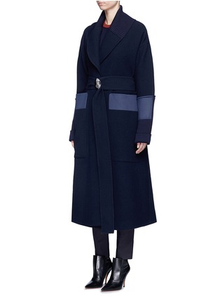 Front View - Click To Enlarge - VICTORIA BECKHAM - Belted wool hopsack cape coat