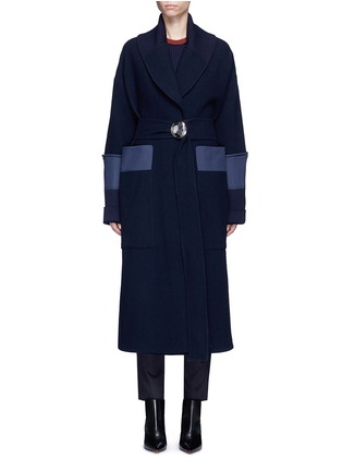 Main View - Click To Enlarge - VICTORIA BECKHAM - Belted wool hopsack cape coat