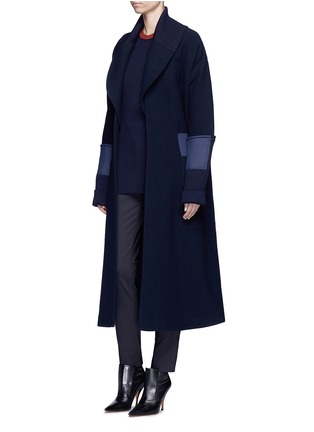 Figure View - Click To Enlarge - VICTORIA BECKHAM - Belted wool hopsack cape coat