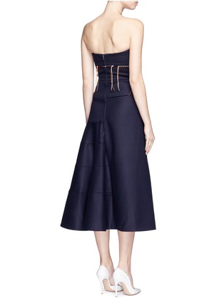 Back View - Click To Enlarge - VICTORIA BECKHAM - Knotted stripe strapless wool bustier dress