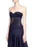 Front View - Click To Enlarge - VICTORIA BECKHAM - Knotted stripe strapless wool bustier dress