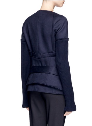 Back View - Click To Enlarge - VICTORIA BECKHAM - Ribbed raglan sleeve wool twill jacket