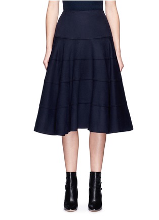 Main View - Click To Enlarge - VICTORIA BECKHAM - Herringbone cashmere flared midi skirt