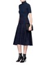 Figure View - Click To Enlarge - VICTORIA BECKHAM - Herringbone cashmere flared midi skirt