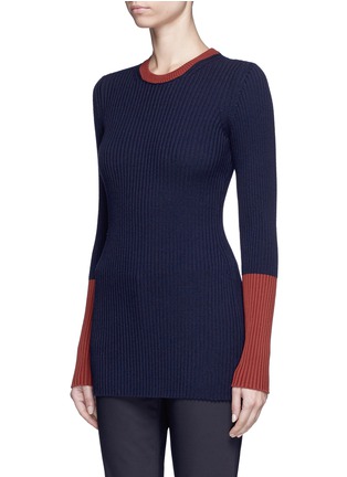 Front View - Click To Enlarge - VICTORIA BECKHAM - Slim fit long rib knit sweater