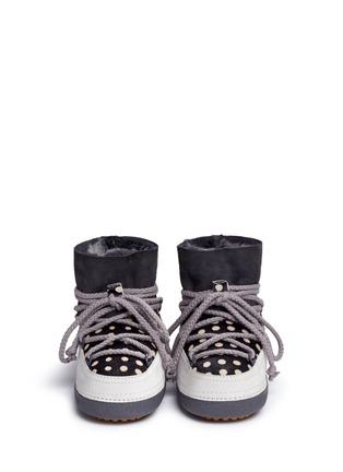 Figure View - Click To Enlarge - INUIKII - 'Dots' print sheepskin shearling kids boots