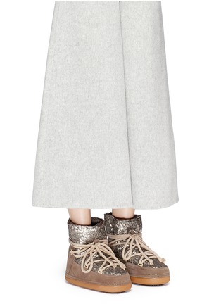 Figure View - Click To Enlarge - INUIKII - Sequin sheepskin shearling boots