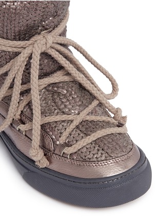 Detail View - Click To Enlarge - INUIKII - Sheepskin shearling cable knit wedge sneaker boots