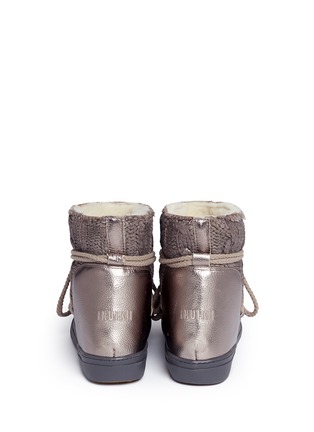 Back View - Click To Enlarge - INUIKII - Sheepskin shearling cable knit wedge sneaker boots
