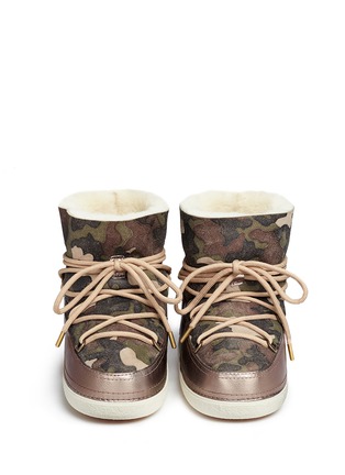 Front View - Click To Enlarge - INUIKII - 'Camouflage' print sheepskin shearling boots