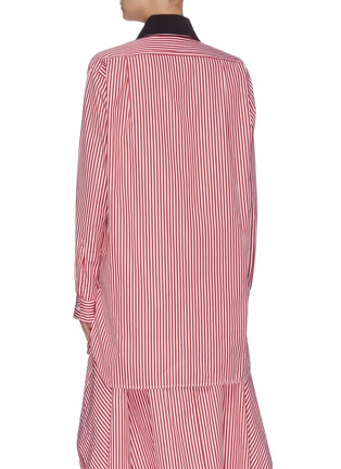 Back View - Click To Enlarge - PLAN C - Contrast double layer collar stripe long shirt
